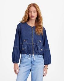 Bubble-Sleeve Jean Bomber Jacket in Newkirk Wash Airy Denim Edition at Madewell